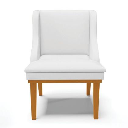 Imagem de Kit 06 Cadeiras De Jantar Base Madeira Castanho Branco