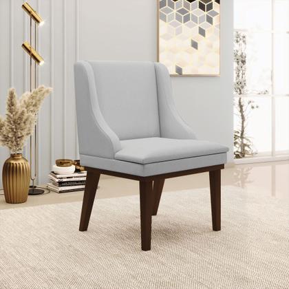 Imagem de Kit 06 Cadeiras de Jantar Liz Linho Base Fixa Madeira Tabaco - D'Rossi