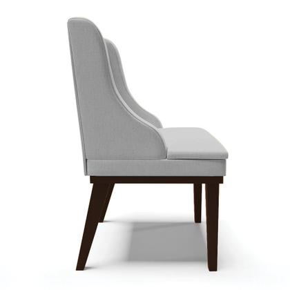 Imagem de Kit 06 Cadeiras de Jantar Liz Linho Base Fixa Madeira Tabaco - D'Rossi