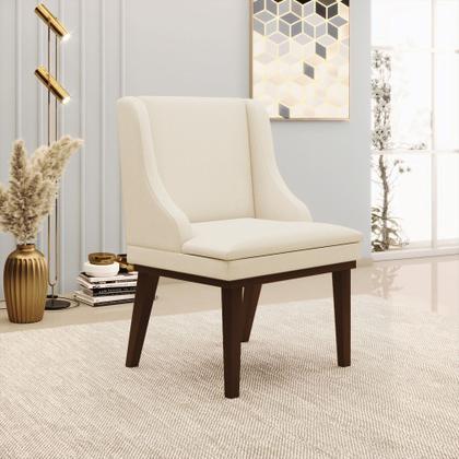 Imagem de Kit 06 Cadeiras de Jantar Liz Linho Base Fixa Madeira Tabaco - D'Rossi