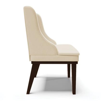 Imagem de Kit 06 Cadeiras de Jantar Liz Linho Base Fixa Madeira Tabaco - D'Rossi