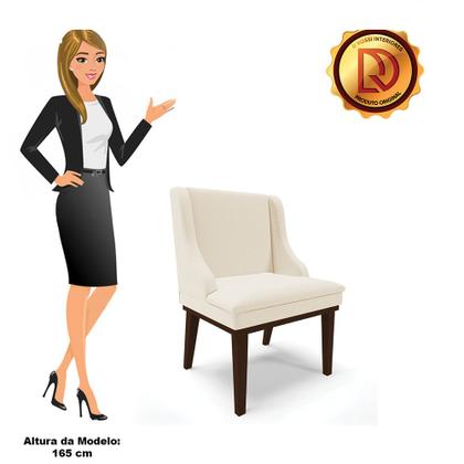 Imagem de Kit 06 Cadeiras de Jantar Liz Linho Base Fixa Madeira Tabaco - D'Rossi