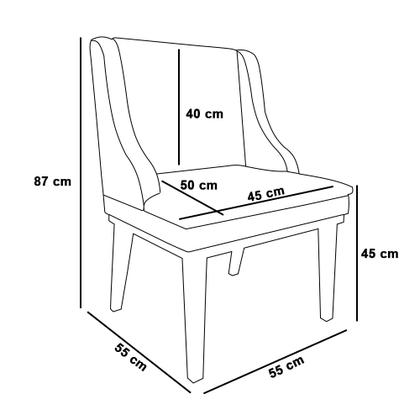 Imagem de Kit 06 Cadeiras de Jantar Liz material sintético Branco Base Fixa Madeira Tabaco D03 - D'Rossi