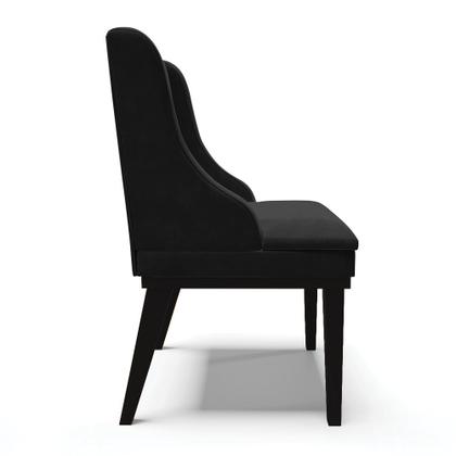 Imagem de Kit 06 Cadeiras de Jantar Liz Suede Preto Base Fixa Madeira Preto D03 - D'Rossi