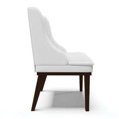 Imagem de Kit 06 Cadeiras De Jantar material sintético Branco Base Madeira