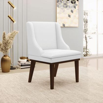 Imagem de Kit 06 Cadeiras De Jantar material sintético Branco Base Madeira