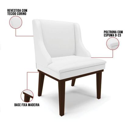 Imagem de Kit 06 Cadeiras De Jantar material sintético Branco Base Madeira