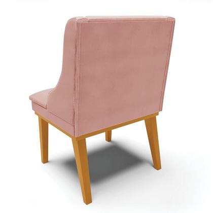 Imagem de Kit 06 Cadeiras De Jantar Veludo Madeira Castanho Rose