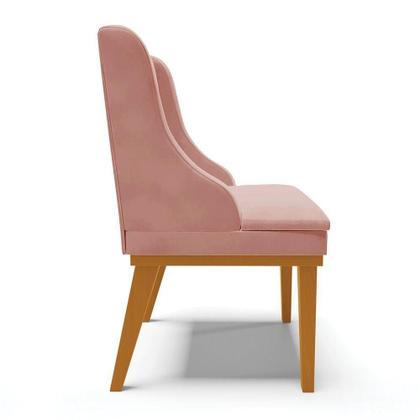 Imagem de Kit 06 Cadeiras De Jantar Veludo Madeira Castanho Rose