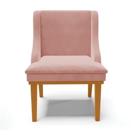 Imagem de Kit 06 Cadeiras De Jantar Veludo Madeira Castanho Rose