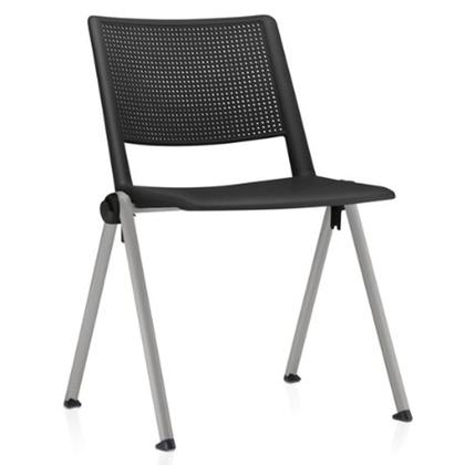 Imagem de Kit 06 Cadeiras Empilhável Fixa Lift F02 Base Aço Cinza Preto - Lyam Decor