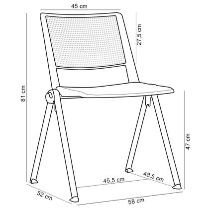 Imagem de Kit 06 Cadeiras Empilhável Fixa Lift F02 Base Aço Cinza Preto - Lyam Decor