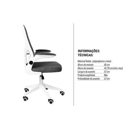 Imagem de Kit 06 Cadeiras Escritório Rodizio Office Bytes Cinza