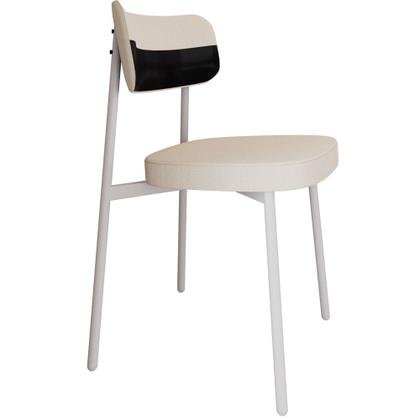 Imagem de Kit 06 Cadeiras Estofada Para Sala de Jantar Astrid Branco C01 Linho Palha material sintético Preto - Lyam Decor