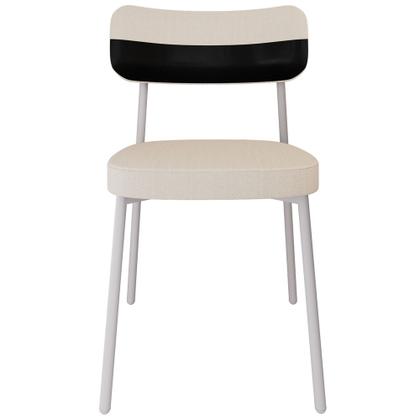 Imagem de Kit 06 Cadeiras Estofada Para Sala de Jantar Astrid Branco C01 Linho Palha material sintético Preto - Lyam Decor