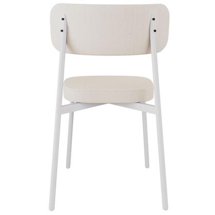 Imagem de Kit 06 Cadeiras Estofada Para Sala de Jantar Astrid Branco C01 Linho Palha material sintético Preto - Lyam Decor