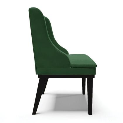 Imagem de Kit 06 Cadeiras Liz Veludo Verde Base Fixa Madeira Preto -