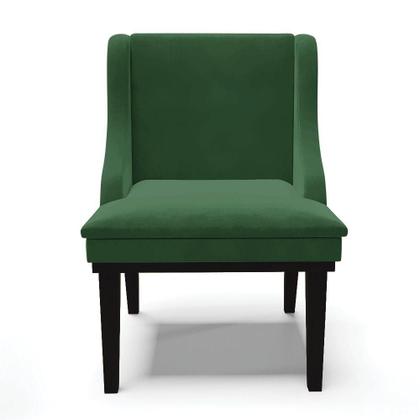 Imagem de Kit 06 Cadeiras Liz Veludo Verde Base Fixa Madeira Preto -