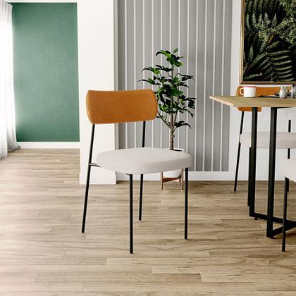 Imagem de Kit 06 Cadeiras Para Sala De Jantar Melina L02 material sintético Whisky Linho Cru - Lyam Decor