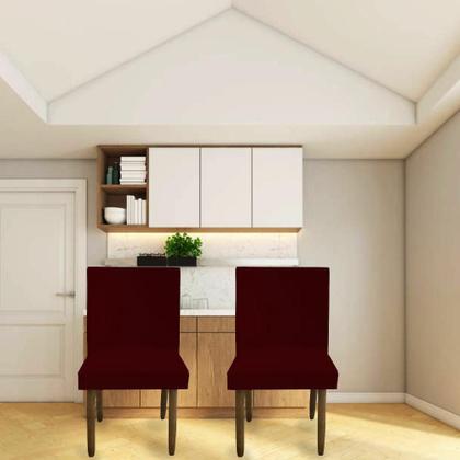 Imagem de Kit 06 Cadeiras Para Sala De Jantar Tóquio Pés palito Suede Marsala - D'Classe Decor