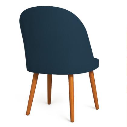 Imagem de Kit 06 Cadeiras Poltrona de Jantar Luna Suede Azul Marinho Pés Palito Castanho - Pallazio