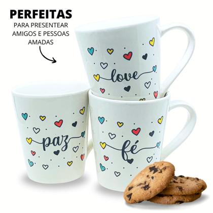 Kit 06 Caneca Poa Coração Frases Amor Paz Gratidão - MUNDO DA PORCELANA Imagem de Kit 06 Caneca Poa Coração Frases Amor Paz Gratidão