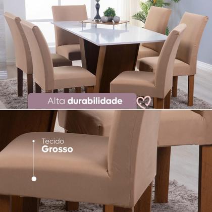 Imagem de Kit 06 Capa Cadeira Estofadas Protetor Tecido Malha Gel Spandex Coladinha Mesa Jantar 6 Lugares Com Elastico