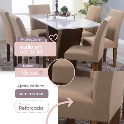 Imagem de Kit 06 Capa Cadeira Estofadas Protetor Tecido Malha Gel Spandex Coladinha Mesa Jantar 6 Lugares Com Elastico