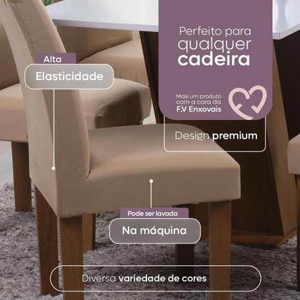 Imagem de Kit 06 Capa Cadeira Estofadas Protetor Tecido Malha Gel Spandex Coladinha Mesa Jantar 6 Lugares Com Elastico