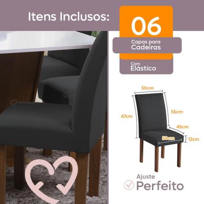 Imagem de Kit 06 Capa Cadeira Estofadas Protetor Tecido Malha Gel Spandex Coladinha Mesa Jantar 6 Lugares Com Elastico