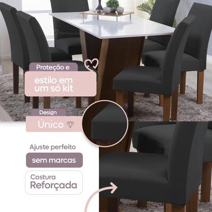 Imagem de Kit 06 Capa Cadeira Estofadas Protetor Tecido Malha Gel Spandex Coladinha Mesa Jantar 6 Lugares Com Elastico