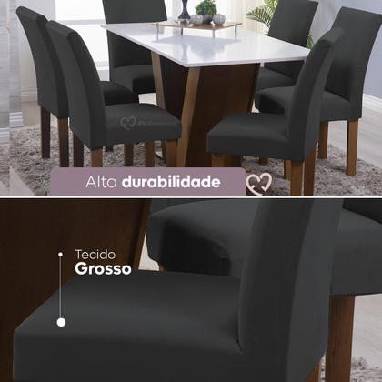 Imagem de Kit 06 Capa Cadeira Estofadas Protetor Tecido Malha Gel Spandex Coladinha Mesa Jantar 6 Lugares Com Elastico