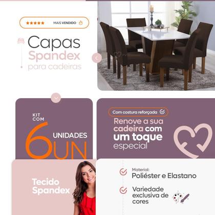 Imagem de Kit 06 Capa Cadeira Estofadas Protetor Tecido Malha Gel Spandex Coladinha Mesa Jantar 6 Lugares Com Elastico