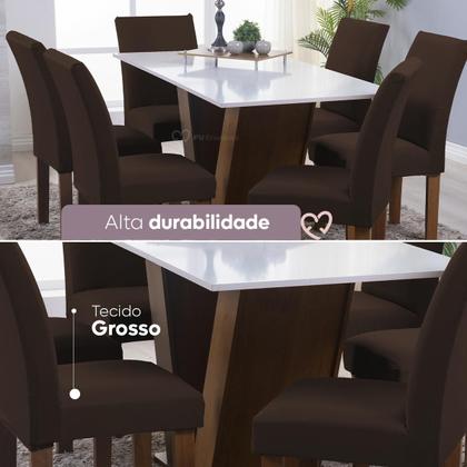 Imagem de Kit 06 Capa Cadeira Estofadas Protetor Tecido Malha Gel Spandex Coladinha Mesa Jantar 6 Lugares Com Elastico