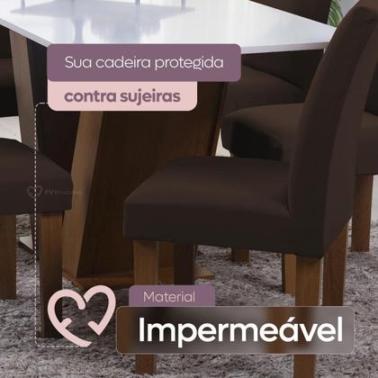 Imagem de Kit 06 Capa Cadeira Estofadas Protetor Tecido Malha Gel Spandex Coladinha Mesa Jantar 6 Lugares Com Elastico