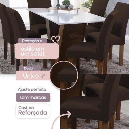 Imagem de Kit 06 Capa Cadeira Estofadas Protetor Tecido Malha Gel Spandex Coladinha Mesa Jantar 6 Lugares Com Elastico