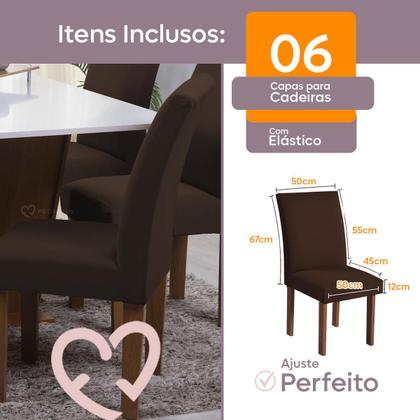 Imagem de Kit 06 Capa Cadeira Estofadas Protetor Tecido Malha Gel Spandex Coladinha Mesa Jantar 6 Lugares Com Elastico