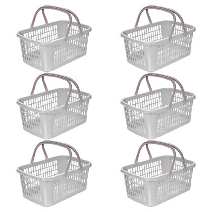 Imagem de Kit 06 Cesta Cestinha Plástica Supermercado c/ Alça 09L