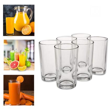 Imagem de Kit 06 Copos de Vidro Londres 240ml Liso Clássico Conjunto Jogo para Água Suco Chá Vitamina Drink Resistente Reforçado