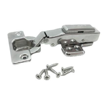 Imagem de Kit 06 Dobradiça Reta Inox Amortecedor Click Móveis Armários