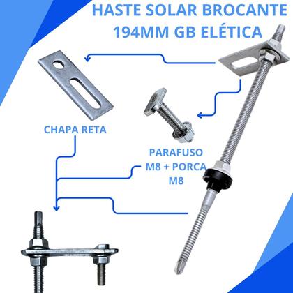 Imagem de Kit 06 haste Brocante 194mm com Chapa Reta e parafuso inox