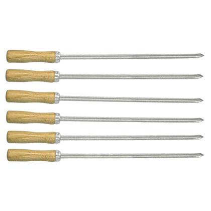 Imagem de Kit 06 Mini Espeto 40cm Lâmina Inox Cabo Madeira Churrasco Carne Coração Aperitivo - AMZ