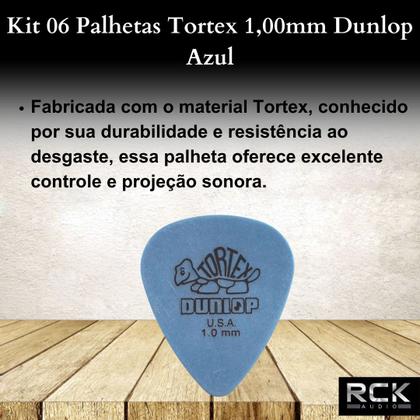 Imagem de Kit 06 Palhetas Tortex 1,00mm Dunlop Azul