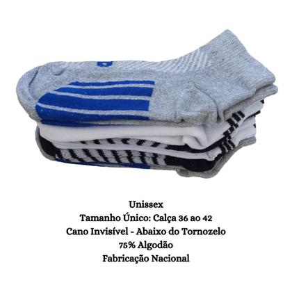 Imagem de Kit 06 Pares Meias Soquete Cano Curto Invisível Feminina Trabalhada Com Elastano Algodão Original Apollo