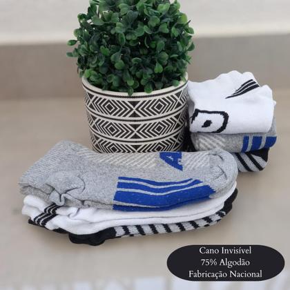 Imagem de Kit 06 Pares Meias Soquete Cano Curto Invisível Feminina Trabalhada Com Elastano Algodão Original Apollo