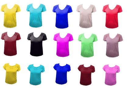 Imagem de Kit 06 peças Blusas Sortidas Dia-a-dia Moda Lisa e Estampadas Básicas