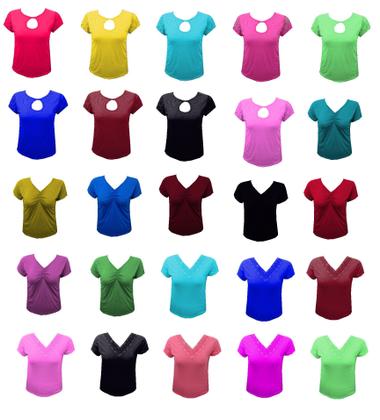 Imagem de Kit 06 peças Blusas Sortidas Dia-a-dia Moda Lisa e Estampadas Básicas