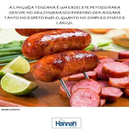 Imagem de Kit 06 Peças Espeto Churrasco Aço Inox Duplo + Chato Largo + Chato Estreito Aperitivo 95 Cm Cabo Em Madeira Revestido Alumínio HANNAH