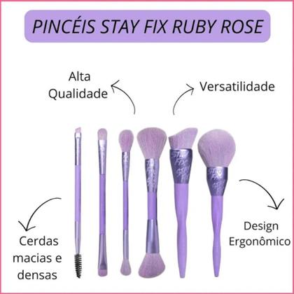 Imagem de Kit 06 Pinceis Stay Fix by Ruby Rose Maquiagem