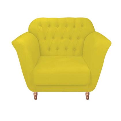 Imagem de Kit 06 Poltrona Cadeira Decorativa  Ster com Capitone  Sala de Estar Recepção Escritório Tecido Sintético Amarelo - KDAcanto Móveis
